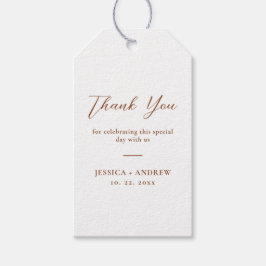 Minimalistisch Terra Cotta & Wit Eenvoudig Bruilof Cadeaulabel