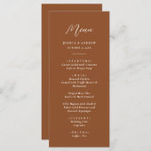 Minimalistisch Terra Cotta & Wit Eenvoudig Bruilof Menu (Voorkant / Achterkant)