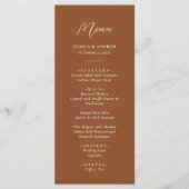Minimalistisch Terra Cotta & Wit Eenvoudig Bruilof Menu (Voorkant)
