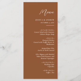 Minimalistisch Terra Cotta & Wit Eenvoudig Bruilof Menu