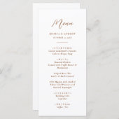 Minimalistisch Terra Cotta & Wit Eenvoudig Bruilof Menu (Voorkant / Achterkant)
