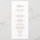 Minimalistisch Terra Cotta & Wit Eenvoudig Bruilof Menu (Voorkant)