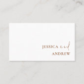 Minimalistisch Terra Cotta & Wit Eenvoudig Bruilof Plaatskaartje (Achterkant)