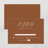Minimalistisch Terra Cotta & Wit Eenvoudig Bruilof RSVP Kaartje (Voorkant / Achterkant)