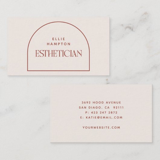 Minimalistisch terracotta Arch Beauty Esthetician  Visitekaartje (Voorkant / Achterkant)
