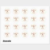 Minimalistisch Terracotta Baby shower Hartelijk da Ronde Sticker (Vel)