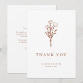 Minimalistisch Terracotta Bloemen Boeket Bruiloft Bedankkaart (Voorkant / Achterkant)