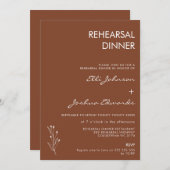 Minimalistisch terracotta Bohemian Rehearsal Dinne Kaart (Voorkant / Achterkant)