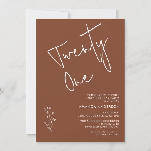 Minimalistisch Terracotta Boho Motif 21e Verjaarda Kaart (Voorkant)
