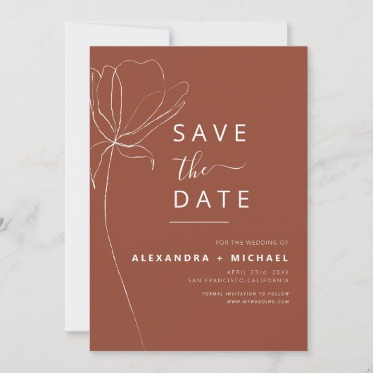 Minimalistisch Terracotta Boho Save the Date Foto (Voorkant)