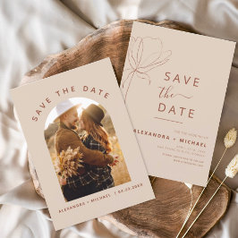 Minimalistisch Terracotta Boho Save the Date Foto