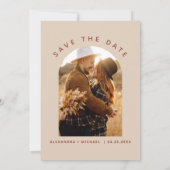 Minimalistisch Terracotta Boho Save the Date Foto (Achterkant)