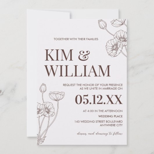 Minimalistisch terracotta Boho Wedding Kaart (Voorkant)