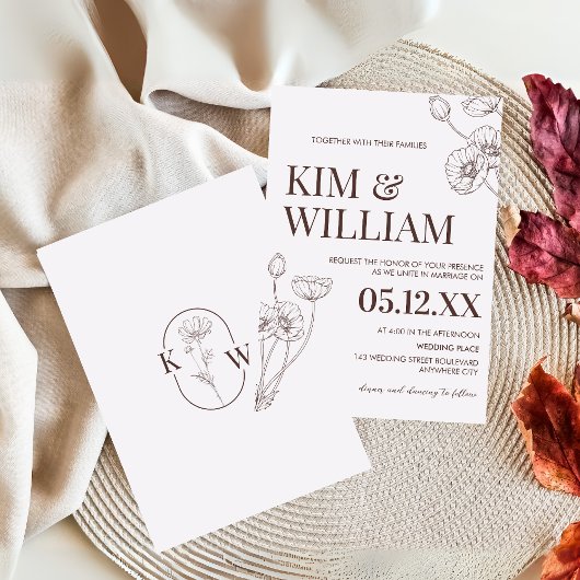 Minimalistisch terracotta Boho Wedding Kaart