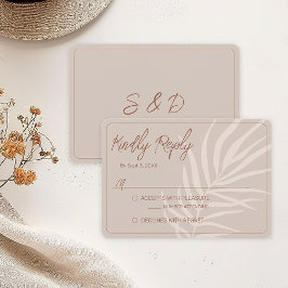 Minimalistisch terracotta Boho Wedding RSVP Kaartje