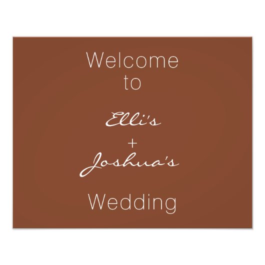 Minimalistisch Terracotta Bruiloft Welkomstbord Foto Afdruk (Voorkant)