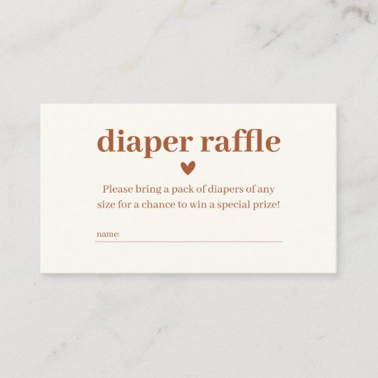 Minimalistisch terracotta Diaper Raffle Informatiekaartje (Voorkant)