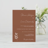 Minimalistisch terracotta Fern Bohemian Wedding Kaart (Staand voorkant)
