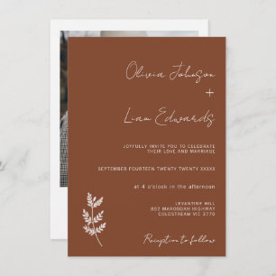 Minimalistisch terracotta Fern Bohemian Wedding Kaart