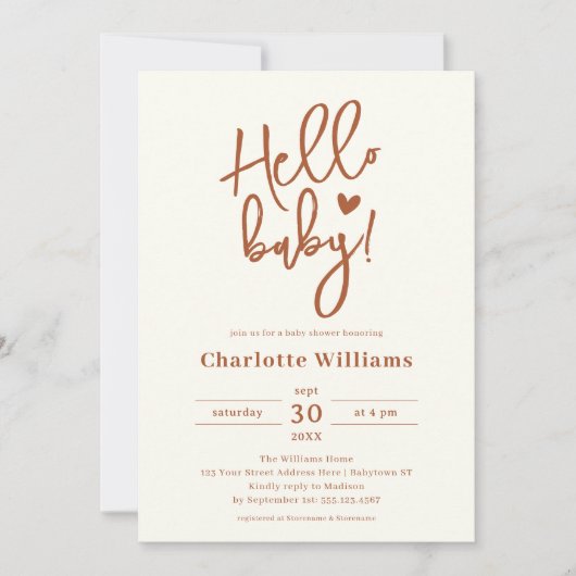 Minimalistisch terracotta Gender Neutral Baby show Kaart (Voorkant)