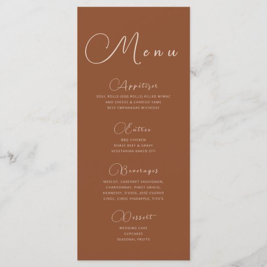 Minimalistisch Terracotta Menu (Voorkant)