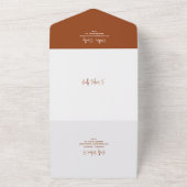 Minimalistisch Terracotta Modern Wedding All In One Uitnodiging (Buitenkant)