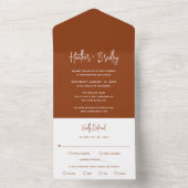 Minimalistisch Terracotta Modern Wedding All In One Uitnodiging (Binnen)