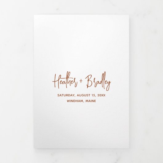 Minimalistisch Terracotta Modern Wedding Drieluik Uitnodiging (Cover)