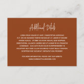 Minimalistisch Terracotta Modern Wedding Informatiekaartje (Voorkant)