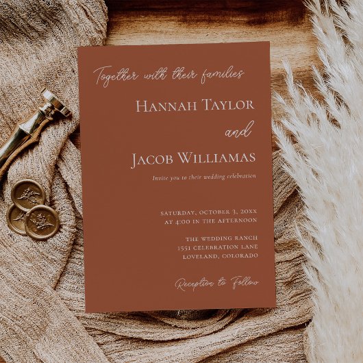 Minimalistisch Terracotta Modern Wedding Kaart