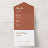 Minimalistisch terracotta Monogram Spotverband All In One Uitnodiging (Binnen)