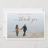 Minimalistisch Terracotta Script met 2 foto bruilo Bedankkaart (Voorkant)