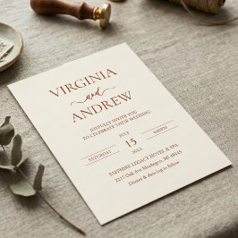 Minimalistisch Terracotta Trouwmonogram Kaart