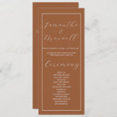 Minimalistisch terracotta verbrand huwelijksprogra (Voorkant / Achterkant)