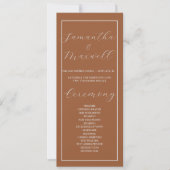 Minimalistisch terracotta verbrand huwelijksprogra (Voorkant)
