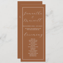 Minimalistisch terracotta verbrand huwelijksprogra