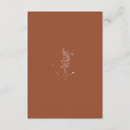 Minimalistisch terracotta verbrand Sinaasappel Boh Informatiekaartje (Achterkant)