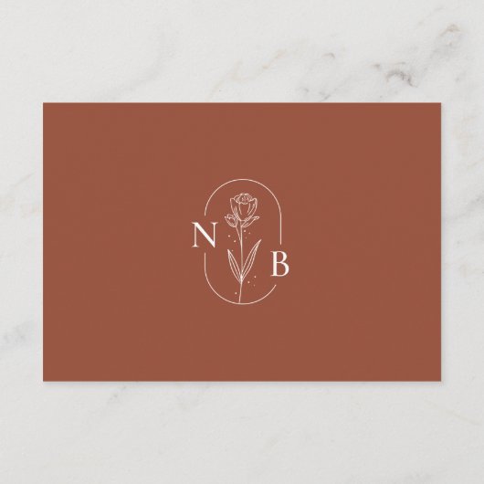 Minimalistisch terracotta verbrand Sinaasappel Boh Informatiekaartje (Achterkant)