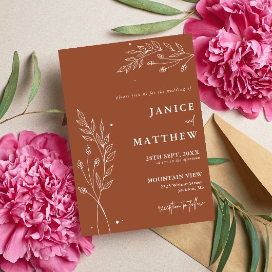 Minimalistisch terracotta verbrand Sinaasappel Boh Kaart