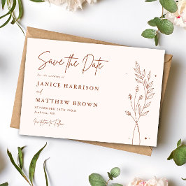 Minimalistisch terracotta verbrand Sinaasappel Boh Save The Date