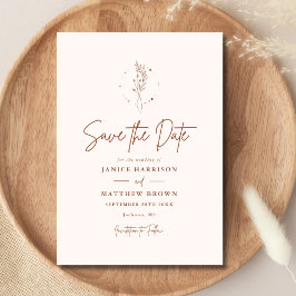 Minimalistisch terracotta verbrand Sinaasappel Boh Save The Date