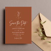 Minimalistisch terracotta verbrand Sinaasappel Boh Save The Date