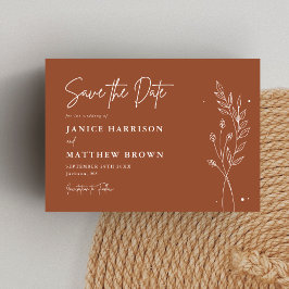 Minimalistisch terracotta verbrand Sinaasappel Boh Save The Date