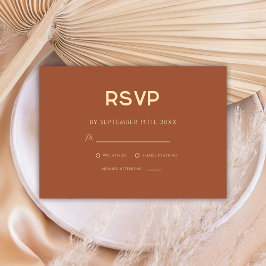 Minimalistisch Terracotta Wedding RSVP Kaartje