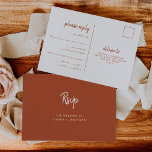 Minimalistisch Terracotta Wedding | RSVP van maank Briefkaart<br><div class="desc">Deze elegante, minimalistische briefkaarten van de trouwreactie zijn uitgerust met moderne scripttypografie en schone, sans serif tekst voor een eenvoudig en stijlvol boho terracotta en een wit ontwerp waar je van houdt. Er is ruimte om uw gasten opties toe te voegen voor de maaltijdkeuze van de ingang of het diner....</div>