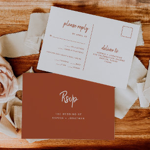 Minimalistisch Terracotta Wedding RSVP van maank Briefkaart