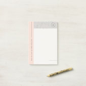 Minimalistisch Terrazzo Monogram Post-its - Grijs Post-it® Notes (Op bureau)
