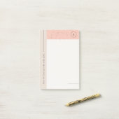 Minimalistisch Terrazzo Monogram Post-its - Perzik Post-it® Notes (Op bureau)