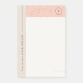 Minimalistisch Terrazzo Monogram Post-its - Perzik Post-it® Notes (Voorkant)