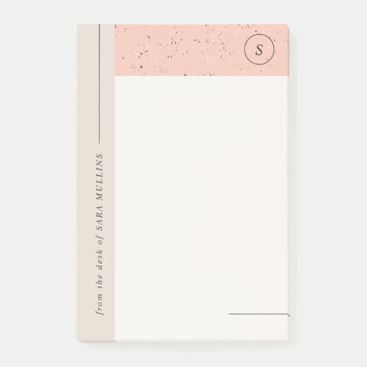 Minimalistisch Terrazzo Monogram Post-its - Perzik Post-it® Notes (Voorkant)